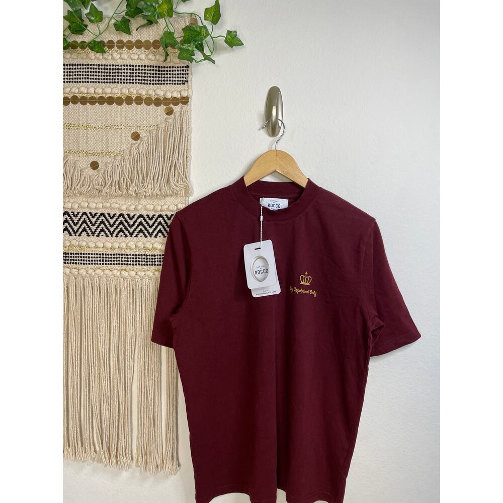 Our Lady Of Rocco “by appointment only”NWT Cotton Solid Burgundy T-shirt S